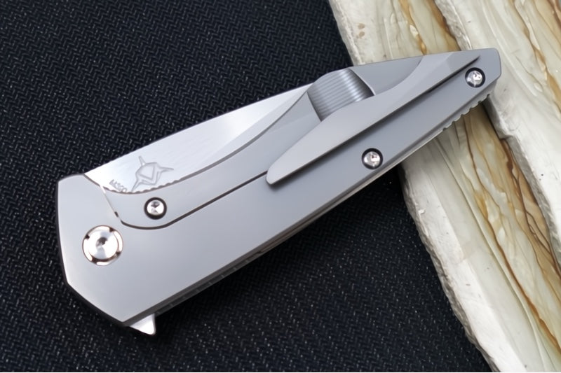 Koenig Mini Goblin - Pinstripe Patterned Handle - Burnished Blade with Polished Flats - Silver Anodized Spacer & Hardware MG11111111