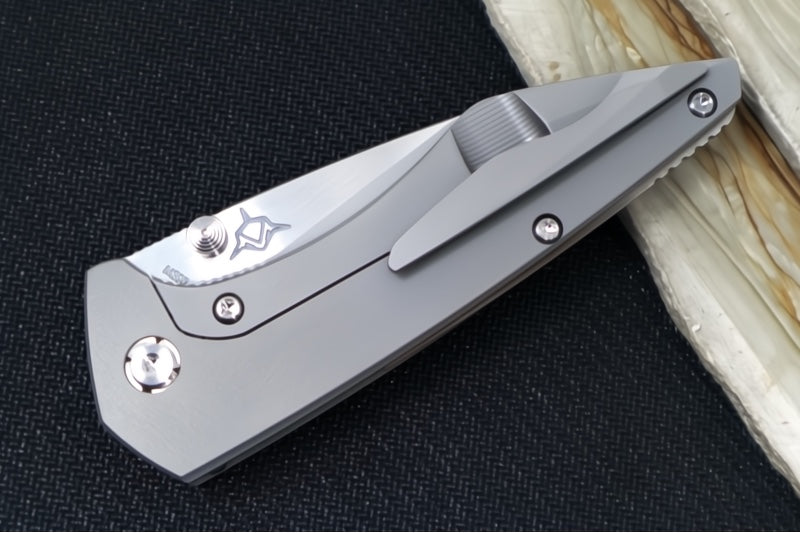 Koenig Mini Goblin with Stud - Pinstripe Patterned Handle - Burnished Blade with Polished Flats - Silver Anodized Spacer & Hardware - Blasted Clip MG21111111