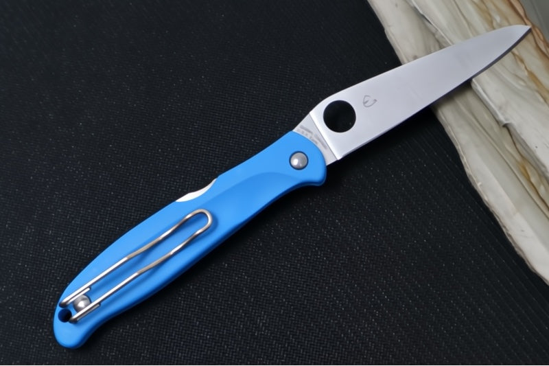 Spyderco Charisma Lockback Lightweight - Blue FRN / CTS-BD1N Steel / Drop Point Blade C259PBL