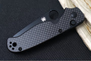 Spyderco ButtonUp Folder - Black Carbon Fiber Handle / 8Cr13MoV Stainless Steel / Partial Serrated Black Modified Clip Point C275CFSBK - Northwest Knives