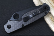 Spyderco ButtonUp Folder - Black Carbon Fiber Handle / 8Cr13MoV Stainless Steel / Partial Serrated Black Modified Clip Point C275CFSBK - Northwest Knives