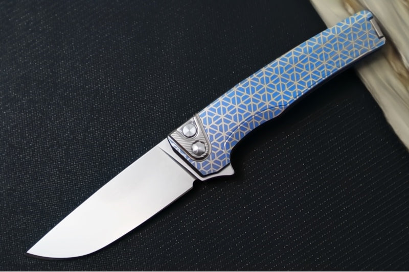 MachineWorks Sonora 2281 - Drop Point Blade / Stonewash Finish / CPM-S90V Steel / Anodized Grade 5 Titanium Handle