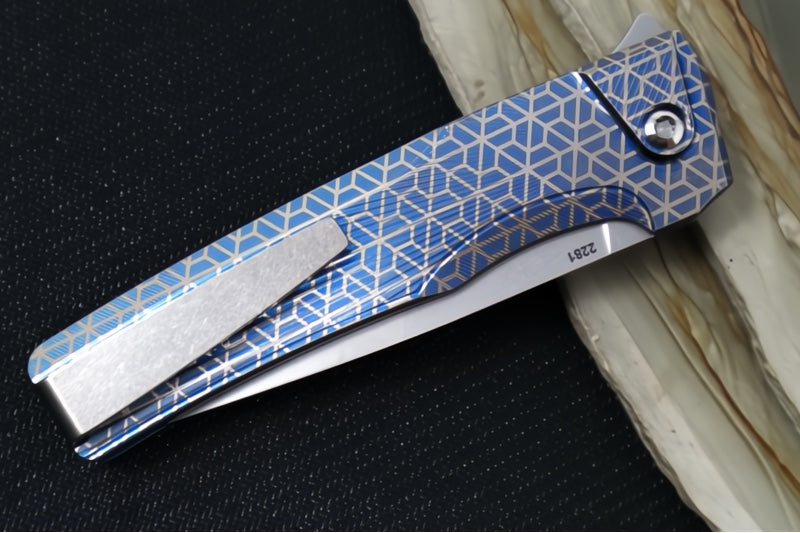 MachineWorks Sonora 2281 - Drop Point Blade / Stonewash Finish / CPM-S90V Steel / Anodized Grade 5 Titanium Handle