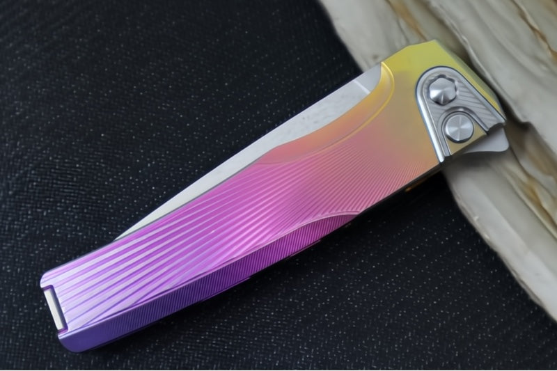 MachineWorks Sonora 2243 - Drop Point Blade / Stonewash Finish / CPM-S90V Steel / Anodized Grade 5 Titanium Handle