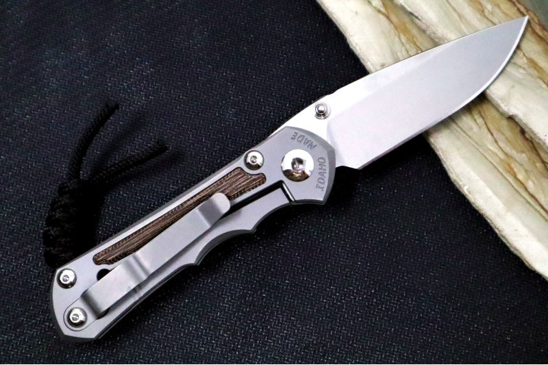 Chris Reeve Knives Small Inkosi Glass Blasted - Natural Canvas Micarta Inlays / Drop Point Blade / CPM-Magnacut Steel SIN-1118-006