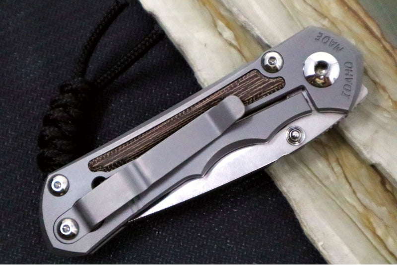 Chris Reeve Knives Small Inkosi Glass Blasted - Natural Canvas Micarta Inlays / Drop Point Blade / CPM-Magnacut Steel SIN-1118-006