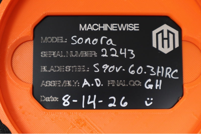 MachineWorks Sonora 2243 - Drop Point Blade / Stonewash Finish / CPM-S90V Steel / Anodized Grade 5 Titanium Handle