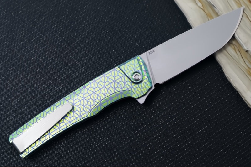 MachineWorks Sonora 2274 - Drop Point Blade / Stonewash Finish / CPM-S90V Steel / Anodized Grade 5 Titanium Handle