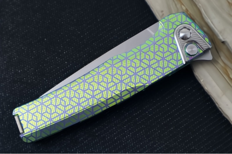 MachineWorks Sonora 2274 - Drop Point Blade / Stonewash Finish / CPM-S90V Steel / Anodized Grade 5 Titanium Handle