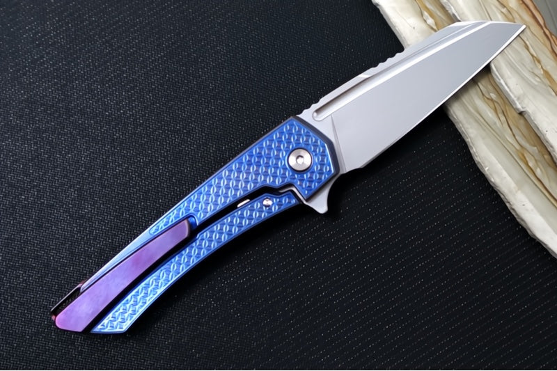MachineWorks Mojave 1510 - Wharncliffe Blade / Stonewash Finish / CPM-S90V Steel / Anodized Grade 5 Titanium Handle
