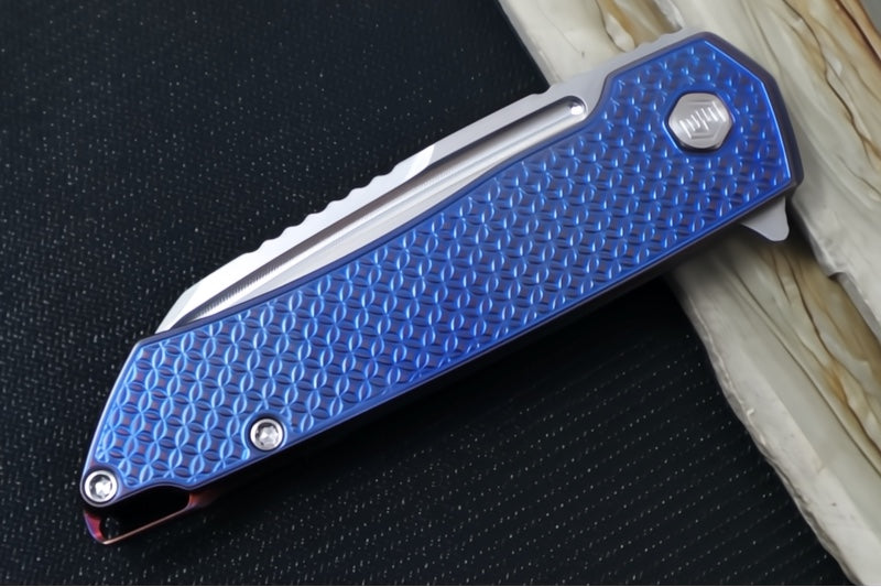 MachineWorks Mojave 1510 - Wharncliffe Blade / Stonewash Finish / CPM-S90V Steel / Anodized Grade 5 Titanium Handle