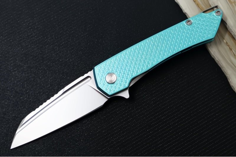 MachineWorks Mojave 1516 - Wharncliffe Blade / Stonewash Finish / CPM-S90V Steel / Anodized Grade 5 Titanium Handle