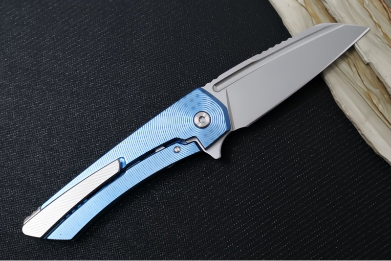 MachineWorks Mojave 1505 - Wharncliffe Blade / Stonewash Finish / CPM-S90V Steel / Anodized Grade 5 Titanium Handle