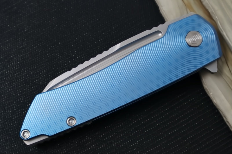 MachineWorks Mojave 1505 - Wharncliffe Blade / Stonewash Finish / CPM-S90V Steel / Anodized Grade 5 Titanium Handle