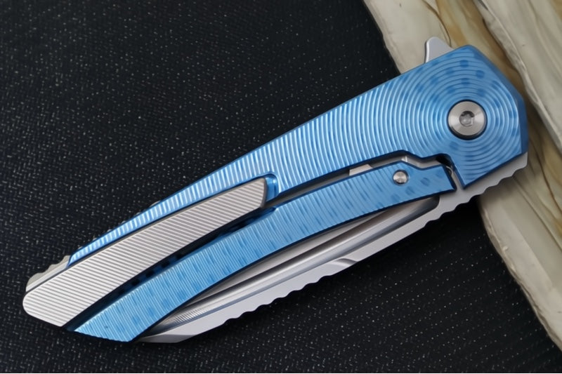 MachineWorks Mojave 1505 - Wharncliffe Blade / Stonewash Finish / CPM-S90V Steel / Anodized Grade 5 Titanium Handle