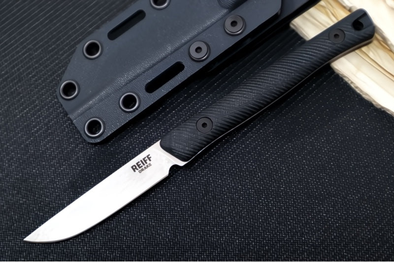 Reiff Knives Drake Bird & Trout Knife - Black G-10 Handle / CPM-Magnacut Steel / Drop Point Blade / Black Kydex Sheath