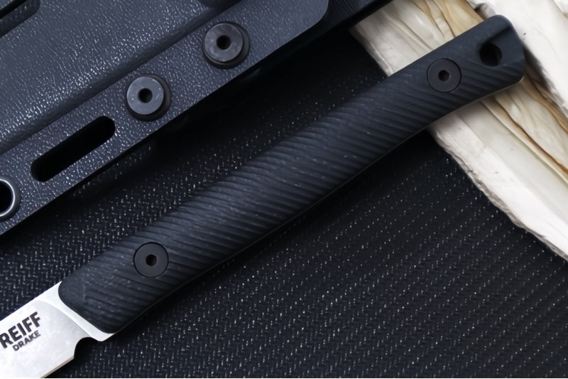 Reiff Knives Drake Bird & Trout Knife - Black G-10 Handle / CPM-Magnacut Steel / Drop Point Blade / Black Kydex Sheath