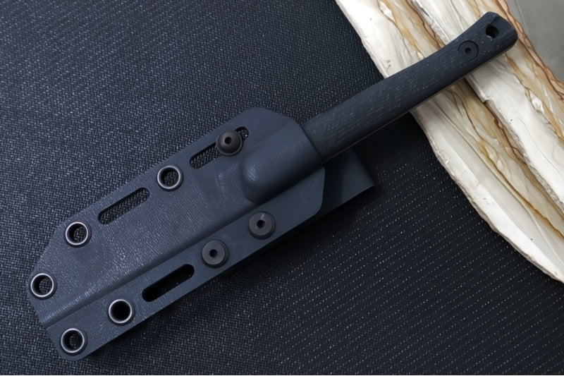 Reiff Knives Drake Bird & Trout Knife - Black Canvas Micarta Handle / CPM-Magnacut Steel / Drop Point Blade / Black Kydex Sheath