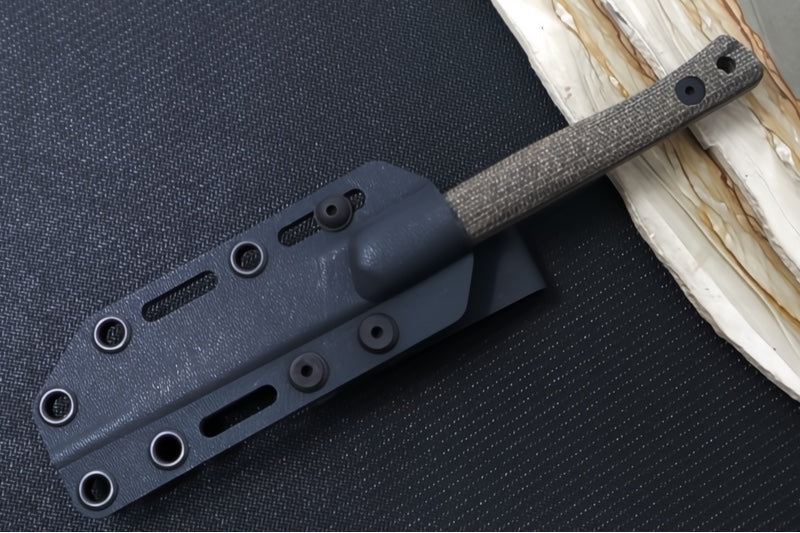 Reiff Knives Drake Bird & Trout Knife - Green Canvas Micarta Handle / CPM-Magnacut Steel / Drop Point Blade / Black Kydex Sheath