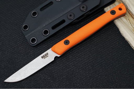 Reiff Knives Drake Bird & Trout Knife - Orange G-10 Handle / CPM-Magnacut Steel / Drop Point Blade / Black Kydex Sheath - Northwest Knives