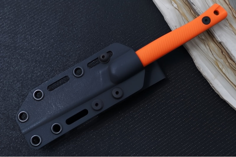 Reiff Knives Drake Bird & Trout Knife - Orange G-10 Handle / CPM-Magnacut Steel / Drop Point Blade / Black Kydex Sheath
