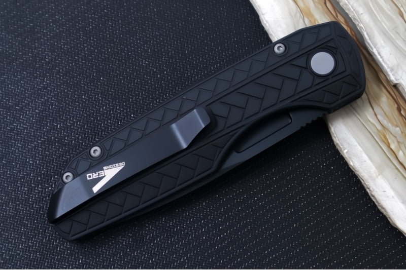 Pro Tech Vero Synapse Auto - Black Herringbone Textured Anodized Aluminum Handle / Black DLC Finish / CPM-MagnaMax Steel / DLC Machined Titanium Clip VERO2106-MM
