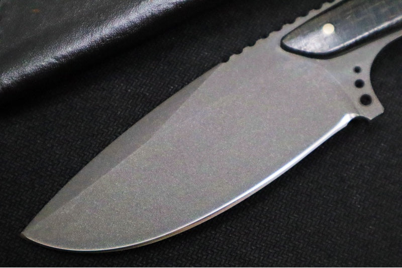 Emery Custom Knives Fixed Blade 4" - Burlap Micarta Handle / CPM-S35VN Blade / Hand-Stitched Black Leather Sheath 352584509494