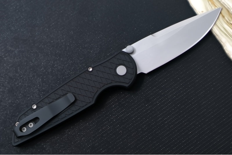 Pro Tech TR-3 Integrity - Drop Point / Stonewashed Finish / CPM-Magnacut Steel / "Relic" Black Textured Anodized Handle INT1105
