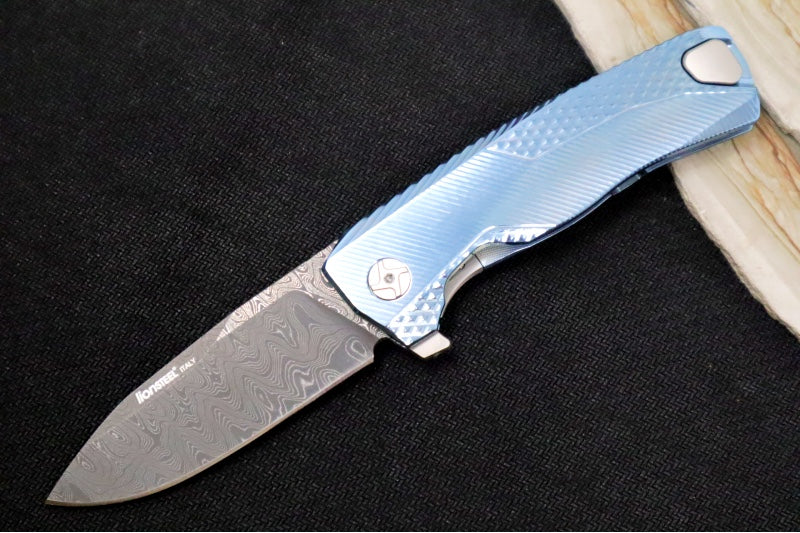 Lionsteel ROK Flipper - Full Titanium Handle & Damascus Blade - ROK DD BL - Northwest Knives