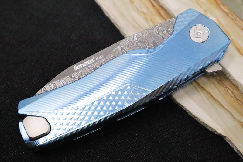 Lionsteel ROK Flipper - Full Titanium Handle & Damascus Blade - ROK DD BL - Northwest Knives