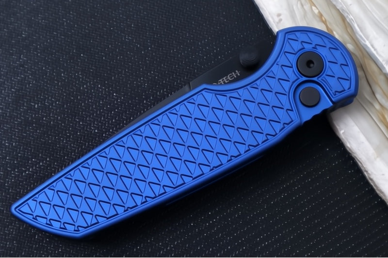 Pro Tech TR-3 Integrity - Drop Point / Black DLC Finish / CPM-Magnacut Steel / "Relic" Blue Textured Anodized Handle INT106-Blue - Northwest Knives