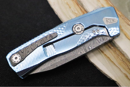 Lionsteel ROK Flipper - Full Titanium Handle & Damascus Blade - ROK DD BL