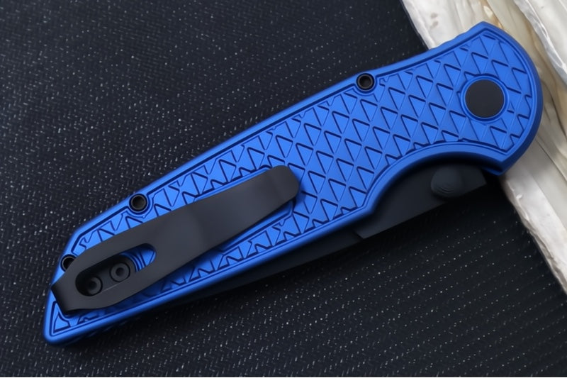 Pro Tech TR-3 Integrity - Drop Point / Black DLC Finish / CPM-Magnacut Steel / "Relic" Blue Textured Anodized Handle INT106-Blue - Northwest Knives