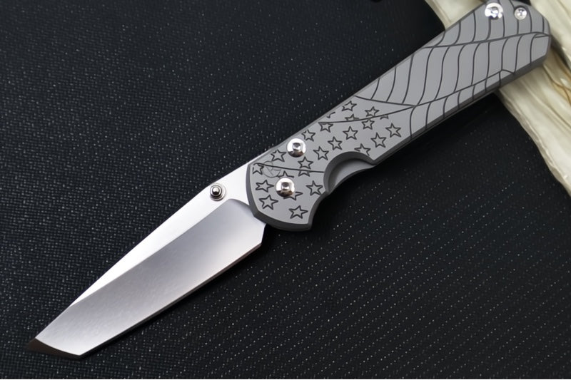 Chris Reeve Knives Small Sebenza 31 Forever Flag CGG - Full Titanium Handle with Forever Flag Graphic / Tanto Blade / CPM-Magnacut Blade S31-1510
