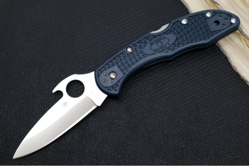 Spyderco Delica with Emerson Opener - Grey FRN Handle / Satin Finish / Drop Point Blade / VG-10 Steel C11PGYW