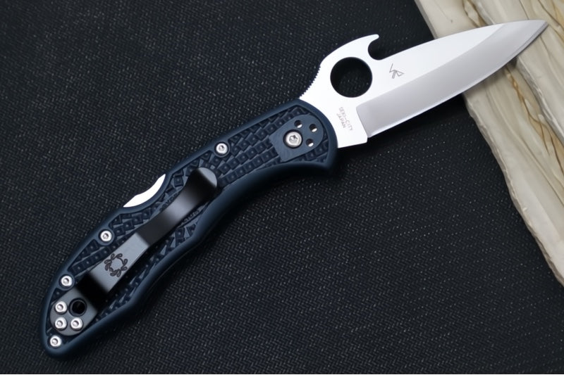 Spyderco Delica with Emerson Opener - Grey FRN Handle / Satin Finish / Drop Point Blade / VG-10 Steel C11PGYW