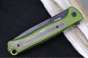 Lionsteel Skinny Integral Flipper - Drop Point Blade / CPM-Magnacut Steel / Green Aluminum Handles with Green Canvas Micarta Inlay SK01AGB - Northwest Knives
