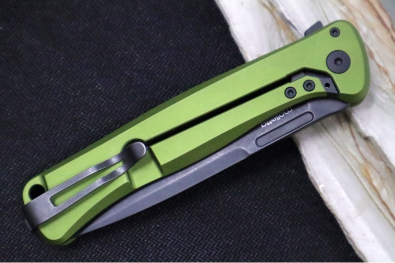 Lionsteel Skinny Integral Flipper - Drop Point Blade / CPM-Magnacut Steel / Green Aluminum Handles with Green Canvas Micarta Inlay SK01AGB