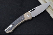 Lionsteel Twain Solid Button Lock Folder - Drop Point Blade / CPM-Magnacut Steel / Bronzed Titanium Handles with Integral Carbon Fiber Inlay TWBRCF - Northwest Knives