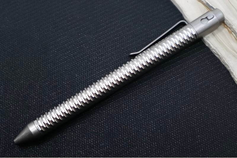 Nottingham Tactical TiButton Single Lock Pen - Right Hand - G2 Full Size - Full Carved Tumbled