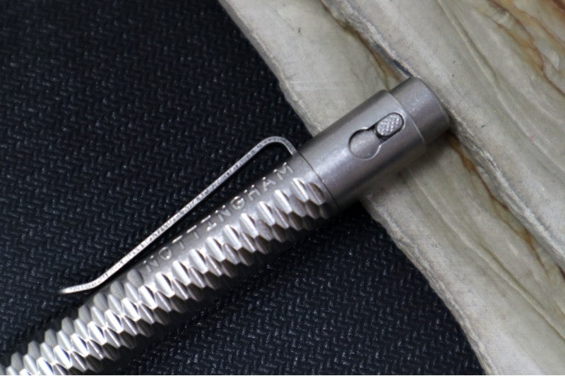 Nottingham Tactical TiButton Single Lock Pen - Right Hand - G2 Full Size - Full Carved Tumbled