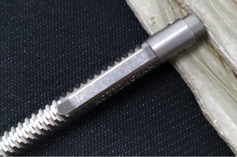 Nottingham Tactical TiButton Single Lock Pen - Right Hand - G2 Full Size - Full Carved Tumbled