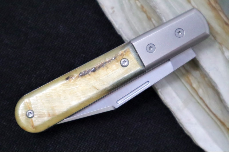 Lionsteel Barlow Slipjoint - Ram Horn Handle / M390 Steel / Shuffler Blade / Satin Finish CK0112RM - Northwest Knives