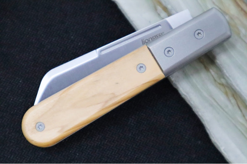 Lionsteel Barlow Slipjoint - Olive Wood Handle / M390 Steel / Dom (Sheepsfoot) Blade / Satin Finish CK0115UL - Northwest Knives
