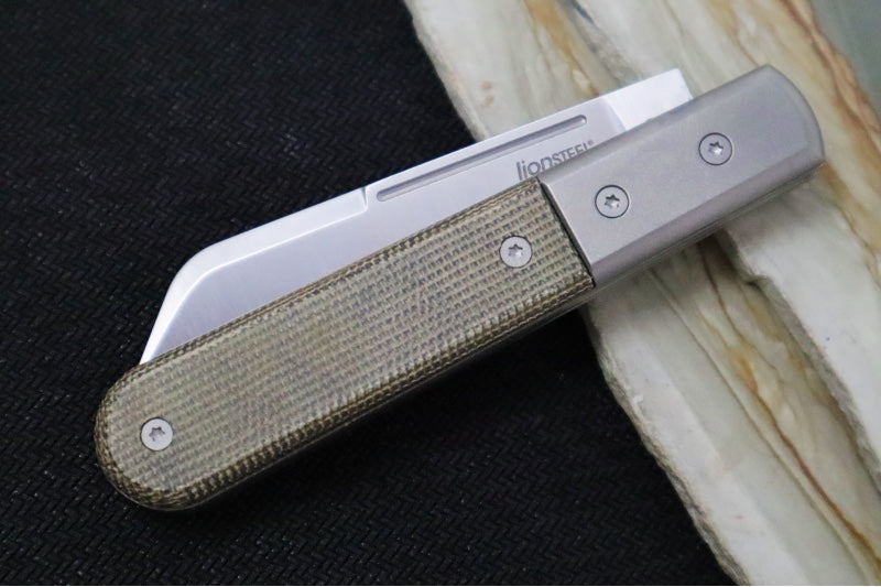 Lionsteel Barlow Slipjoint - Green Canvas Micarta Handle / M390 Steel / Dom (Sheepsfoot) Blade / Satin Finish CK0115CVG - Northwest Knives