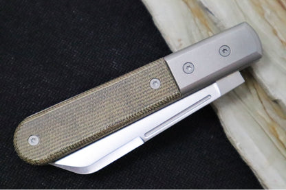 Lionsteel Barlow Slipjoint - Green Canvas Micarta Handle / M390 Steel / Dom (Sheepsfoot) Blade / Satin Finish CK0115CVG