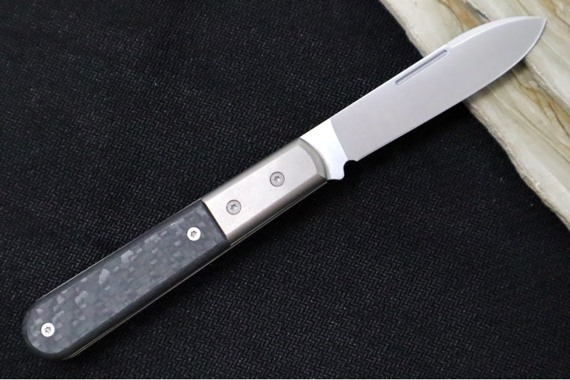 Lionsteel Barlow Slipjoint - Black Carbon Fiber Handle / M390 Steel / Roundhead Blade / Satin Finish CK0111CF - Northwest Knives