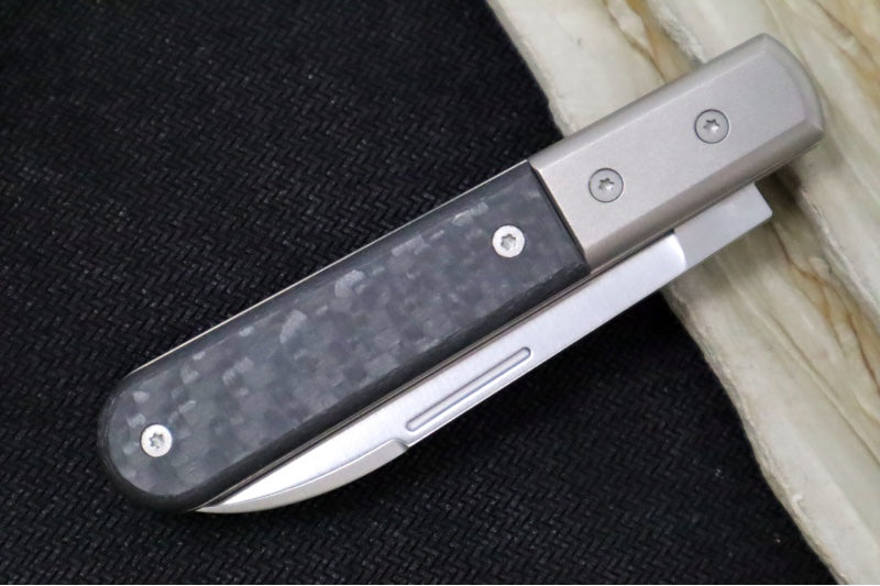 Lionsteel Barlow Slipjoint - Black Carbon Fiber Handle / M390 Steel / Roundhead Blade / Satin Finish CK0111CF - Northwest Knives