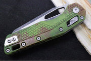 Microtech MSI Outbreak Manual Folder - Reverse Tanto / Blackwashed Finished Blade / Green Polymer w/ Trim-Grip Handle & Red Blood Splatter - Northwest Knives
