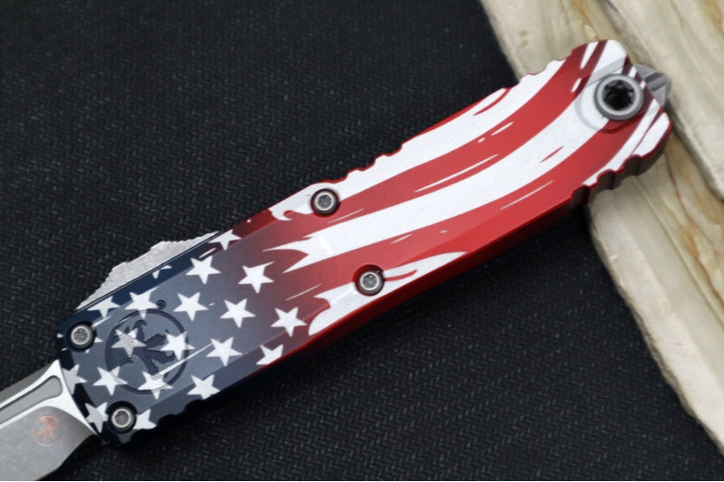 Garage Sale Microtech UTX-85 OTF Gen IV 250th Anniversary 4th of July Edition - Tanto Blade / Apocolyptic Finish / "250th Anniversary 4th of July" Aluminum Handle 12334-10APS-4J250 - Northwest Knives